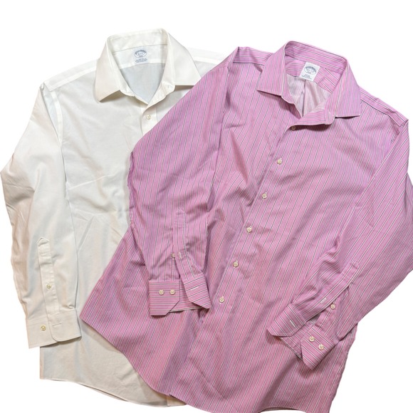 Brooks Brothers Other - Brooks Brothers Mens Long‎ Sleeve Dress Shirts Pink Stripe + White 16 1/2-2/3